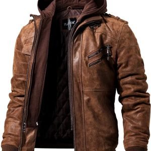 flavor-mens-brown-leather motorcycle jacket