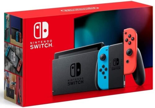 Nintendo Switch with Neon Blue and Neon Red Joy-Con
